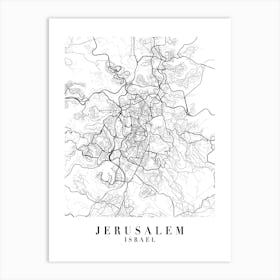 Jerusalem Israel Street Map Minimal Art Print