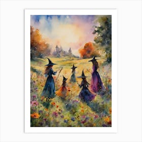 Midsummer Sprites ~ Witchy Pagan Litha Festival Wheel Of The Year Witches Artwork Watercolour Fairytale Witch Watercolor Art Print