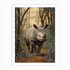 Rhino In The Trees At Dawn 2 Art Print