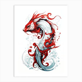 Dragon Koi Fish Art Print