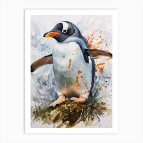 Humboldt Penguin Livingston Island Watercolour Painting 2 Art Print