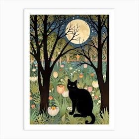 William Morris Cat In The Moonlight 36 Art Print