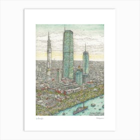Manila Philippines Drawing Pencil Style 2 Travel Poster Art Print