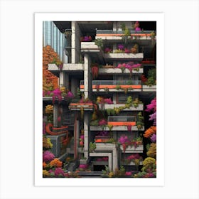 Brutalist Architecture Pixel Art 7 Art Print