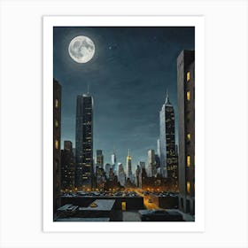 A Nighttime Symphony of Lights New York City Art Print