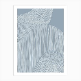 Blue White Line Art Art Print