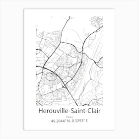 Herouville Saint Clair,France Minimalist Map Art Print