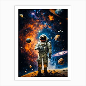 Astronaut In Space Art Print