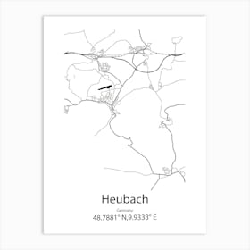 Heubach,Germany Minimalist Map Art Print