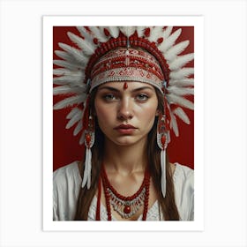 Portrait Of A Beautiful Native American Woman Art Print