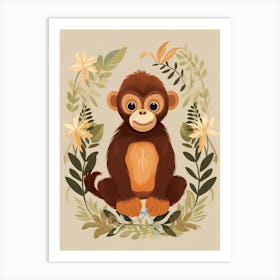 Baby Animal Illustration  Orangutan 1 Art Print