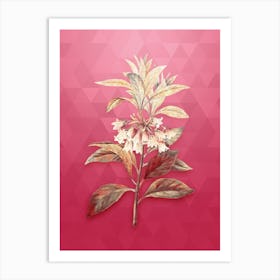 Vintage Chinese New Year Flower Botanical in Gold on Viva Magenta n.0637 Art Print
