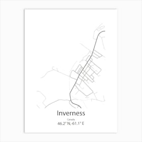 Inverness,Canada Minimalist Map Art Print