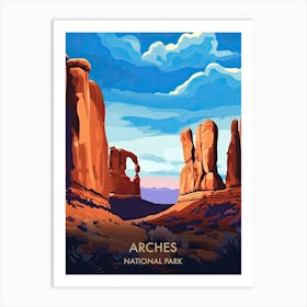 Arches National Park Travel Poster Illustration Style 2 Art Print