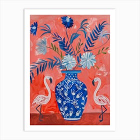 Flamingos In Vase Art Print