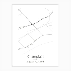 Champlain,Canada Minimalist Map Art Print