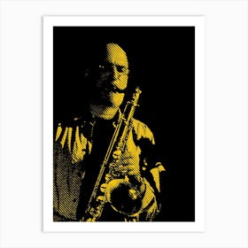 Michael Brecker American Jazz Saxophonist Line Illustration v3 Art Print