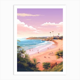 An Illustration In Pink Tones Of  Greenmount Beach Australia 2 Art Print