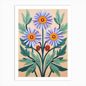 Flower Motif Painting Aster 6 Art Print