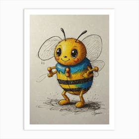 Bee Drawing 3 Art Print