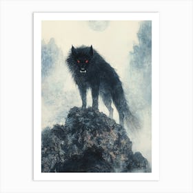 Wolf On A Rock Art Print