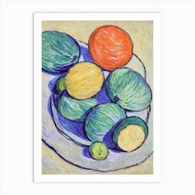Melon Vintage Sketch Fruit Art Print