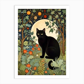 William Morris Black Cat In The Moonlight 15 Art Print