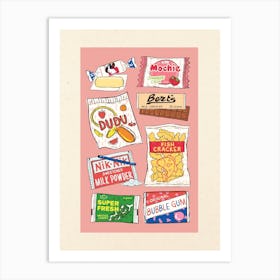 90s Snacks Pink Art Print