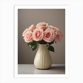 A Vase Of Pink Roses 59 Art Print