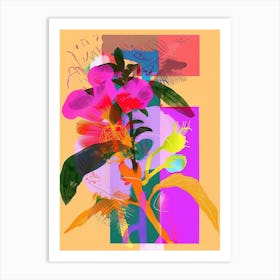 Portulaca 3 Neon Flower Collage Art Print