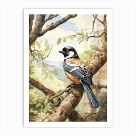 Storybook Animal Watercolour Magpie 1 Art Print