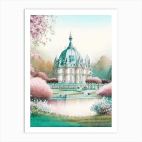Château De Chantilly Gardens, 2, France Pastel Watercolour Art Print