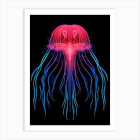 Irukandji Jellyfish Neon Illustration 5 Art Print