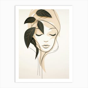 Woman With Leaves On Her Face 1 Art Print