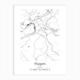 Hagen Im Bremischen,Germany Minimalist Map Art Print