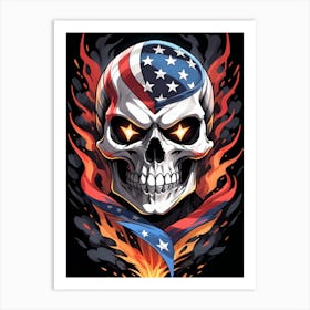 American Flag Floral Face Evil Death Skull (11) Art Print