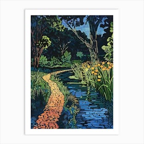 Umlauf Sculpture Garden Museum Austin Texas Colourful Blockprint 1 Art Print