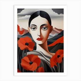 "Scarlet Symphony: Blooms of Vibrant Poppies" Art Print