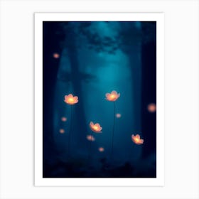 Fairy Lights In The Forest Poster