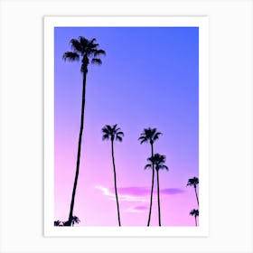 Pink And Purple Sunset With Palm Tree Silhouettes In Palm Springs California Art Print