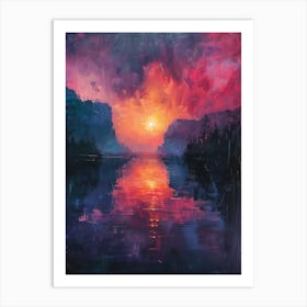 Sunset At The Lake Art Print