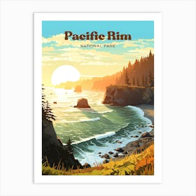 Pacific Rim National Park British Columbia Canada Vacation Modern Travel Illustration Art Print