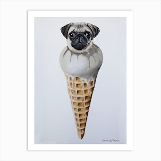 Icecream Pug Art Print