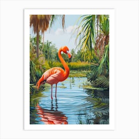 Greater Flamingo Camargue Provence France Tropical Illustration 1 Art Print