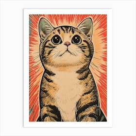 Munchkin Cat Relief Illustration 4 Art Print