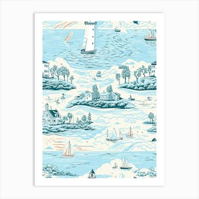 Cape Cod In Massachussetts, Inspired Travel Pattern 4 Art Print
