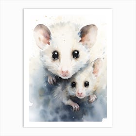 Light Watercolor Painting Of A Baby Possum 1 Art Print