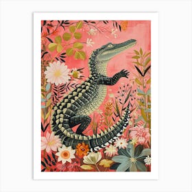 Floral Animal Painting Crocodile 3 Art Print