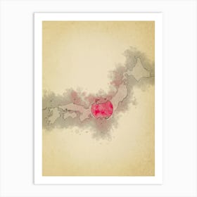 Japan Flag Vintage Art Print