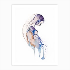 Mother And Child 1 Symbol Symbol Minimal Watercolour Art Print